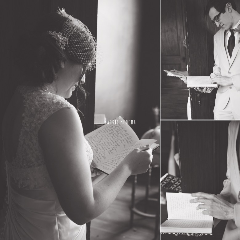 bride and groom letters on wedding day