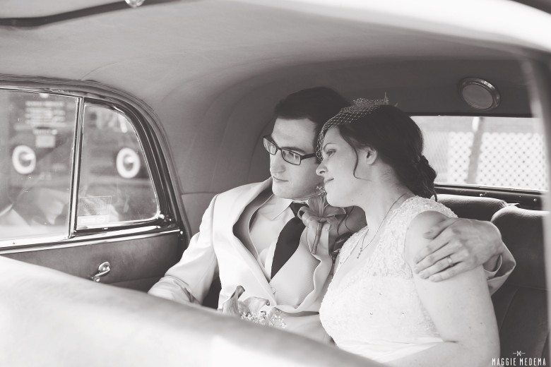 Streator wedding photographer, vintage car wedding photos